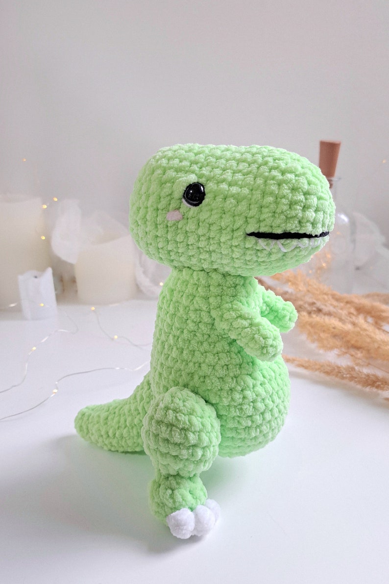 Crochet Dino PATTERN Set 2 in 1, Crochet Easter decor, St Patrick's Day PDF pattern image 7