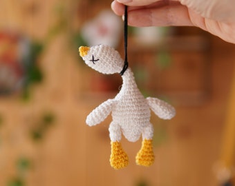 Crochet No-Sew Goose PATTERN, Cute Plush Amigurumi Duck, Goose car hanger keychain PDF tutorial