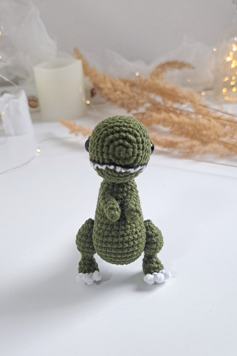 Crochet Dino PATTERN Set 2 in 1, Crochet Easter decor, St Patrick's Day PDF pattern image 8