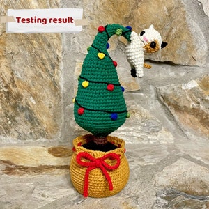 Crochet PATTERN Christmas Tree in a pot with a mini Cat, Amigurumi Christmas decoration, Mini Crochet Christmas tree PDF tutorial image 10