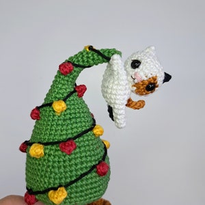 Crochet PATTERN Christmas Tree in a pot with a mini Cat, Amigurumi Christmas decoration, Mini Crochet Christmas tree PDF tutorial image 8