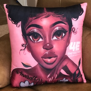 Black Girl Decorative Accent Pillow PRINCESS CHAVELLE