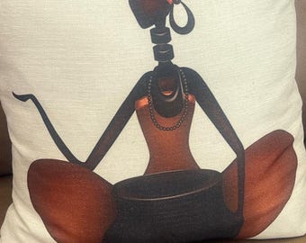 African Queen Black Woman Decorative Accent Pillow QUEEN CALA
