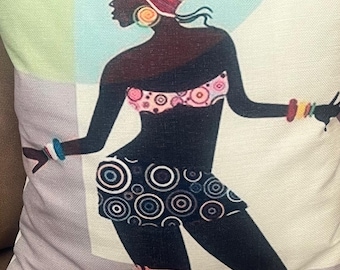 African Queen Black Woman Decorative Accent Pillow QUEEN CHI CHI