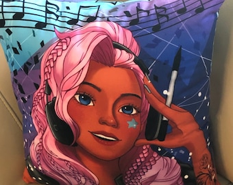 Decorative Accent Pillow Colorful Rainbow Anime Girl PRINCESS CHRISHELLE