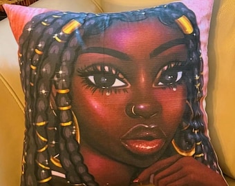 African Black Princess Queen Decorative Accent Pillow PRINCESS CRYSTAL
