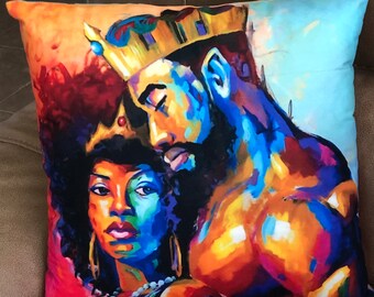 BLACK LOVE COUPLE #2 Designer Accent Pillow