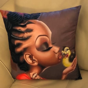 Black Girl Woman Decorative Accent Pillow PRINCESS CHEONNI