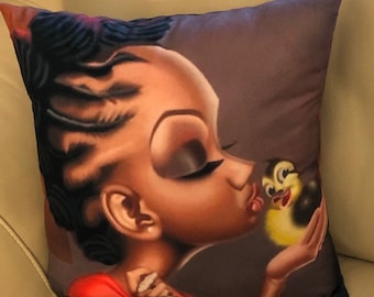 Black Girl Woman Decorative Accent Pillow PRINCESS CHEONNI