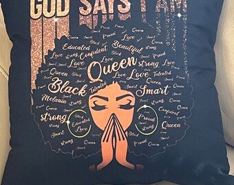 Black Girl Black Woman Decorative Accent Pillow QUEEN CHASTITY