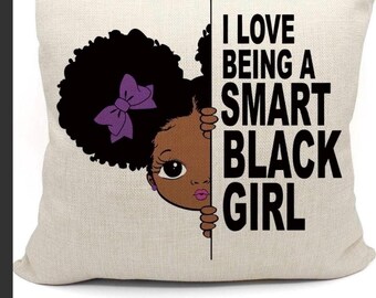 Black Girl Smart Girl Decorative Accent Pillow PRINCESS COCO
