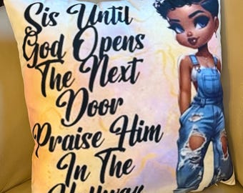 Black Woman Diva Decorative Accent Pillow PRINCESS CHAREESE