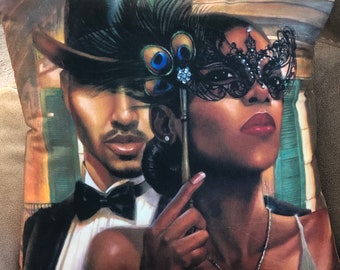 BLACK LOVE POWER Couple Designer Accent Pillow