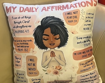 Daily Affirmations Praying Hands Decorative Accent Pillow PRINCESS C’ANGEL