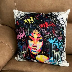 African Black Girl Woman Decorative Accent Pillow QUEEN CALEIGH