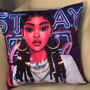 Black Girl Black Woman Decorative Accent Pillow PRINCESS CALONNI