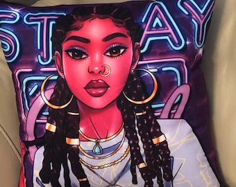 Black Girl Black Woman Decorative Accent Pillow PRINCESS CALONNI