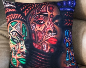 African Queen Black Girl Woman Decorative Accent Pillow QUEEN CAYOMI