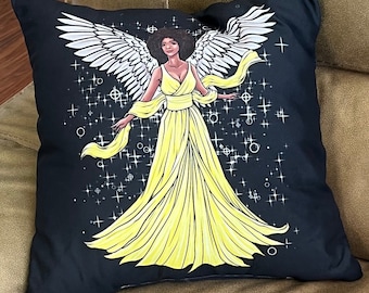 Black Angel Decorative Accent Pillow