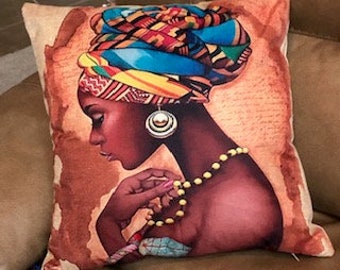 African Queen Black Woman Decorative Accent Pillow QUEEN CELESTE