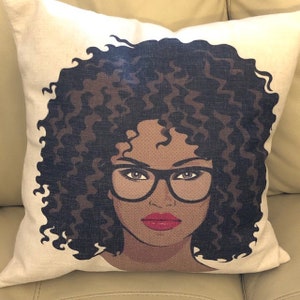 Black Girl Woman Decorative Accent Pillow QUEEN CATEESA