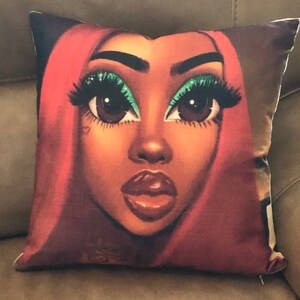 Black Girl Woman Decorative Accent Pillow PRINCESS CLARISSA