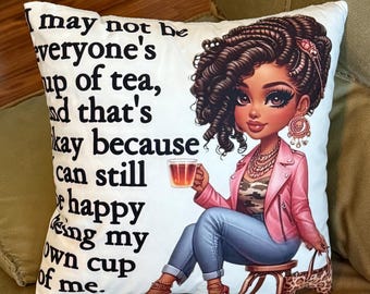 Black Woman Diva Decorative Accent Pillow PRINCESS CANEESHA