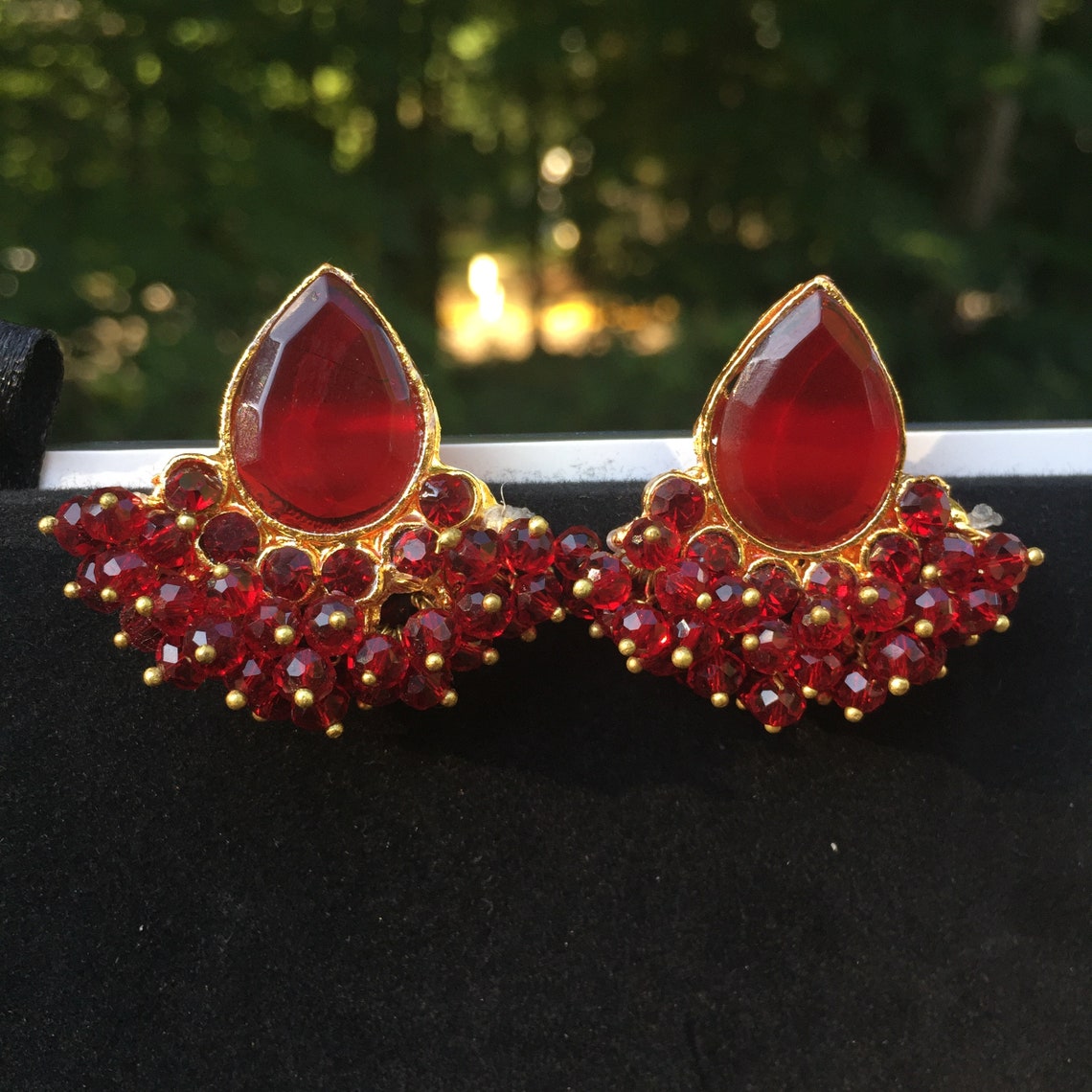 Red & Gold Desi Earrings Etsy