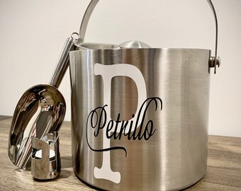 silver ice bucket engraved