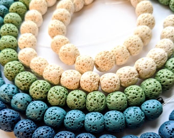 Dyed Lava Beads - Volcanic Rondels - Earth Sea Bits