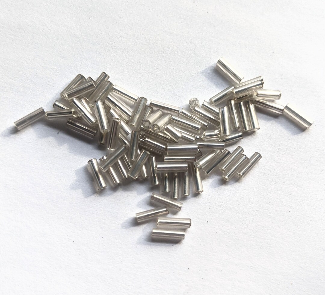 Vintage Silver Bugle Beads Etsy