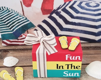 Summer Flip Flop Mini Book Stack Or Mini Rolling Pin/ Fun In The Sun/Tiered Tray Decor/Sold Separately/A Original BayCountry Design/