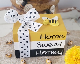 Bee Mini Book Stack/Home Sweet Honey/Summer/Tiered Tray Decor/Farmhouse/ A BayCountry Original Design