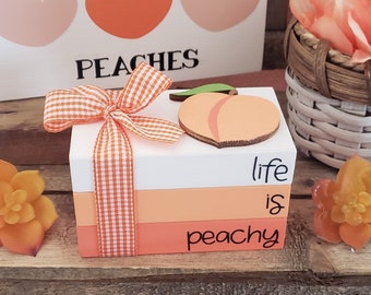 Peach Mini Book Stack/Spring/Summer/Fruit/Farmhouse/Tiered Tray Decor/A BayCountry Original Design