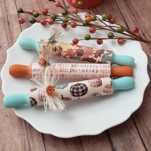 Fall Mini Rolling Pins/Pumpkin/Leaves/ Tier Tray Decor/Original Design By BayCountry