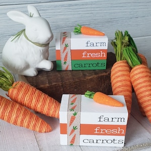Easter Carrot Mini Wood Book Stack/ Carrots/Farmhouse/Tier Tray Decor/A BayCountry Original Design