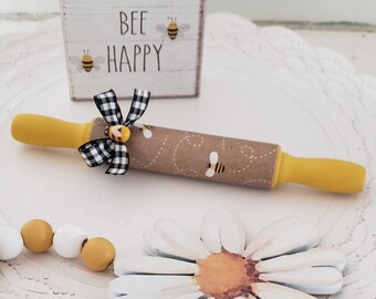 Bee Mini Rolling Pin/Summer/Spring/Bumble Bee/Farmhouse/Tiered Tray Decor