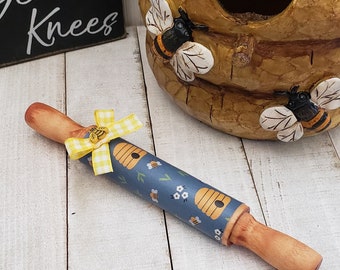 Bee Hive Mini Rolling Pin/Tier Tray Decor/ Farmhouse