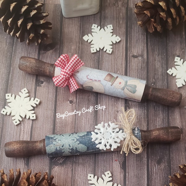 Christmas Mini Rolling Pins/Rustic Farmhouse