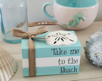Beach Mini Book Stack/Sand Dollar/Summer/Tiered Tray Decor/Coastal Decor/Beach Accent/Nautical/A BayCountry Original Design