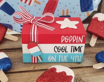 4th of July Popsicle Mini Book Stack/Independence Day/Summer Treat/4th of July Cookout/Tiered Tray Decor/A BayCountry Original Design