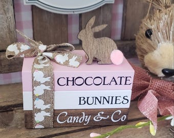 Easter Mini Book Stack/Chocolate Bunnies/Candy Co/Farmhouse/Tiered Tray Decor/A BayCountry Original Design