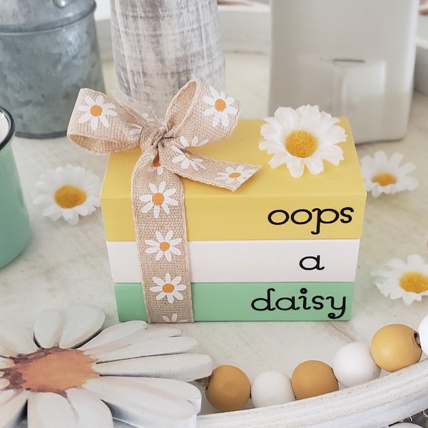 Daisy Mini Book Stack/Oops A Daisy/Summer/Spring/Farmhouse/Tiered Tray Decor/A BayCountry Original Design