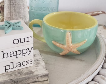 Vintage Beach Themed Tea Or Coffee Cup/Perfect Tiered Tray Decor/Starfish/Coastal Decor/Summer Decor/Everyday Home Decor/Drinkware