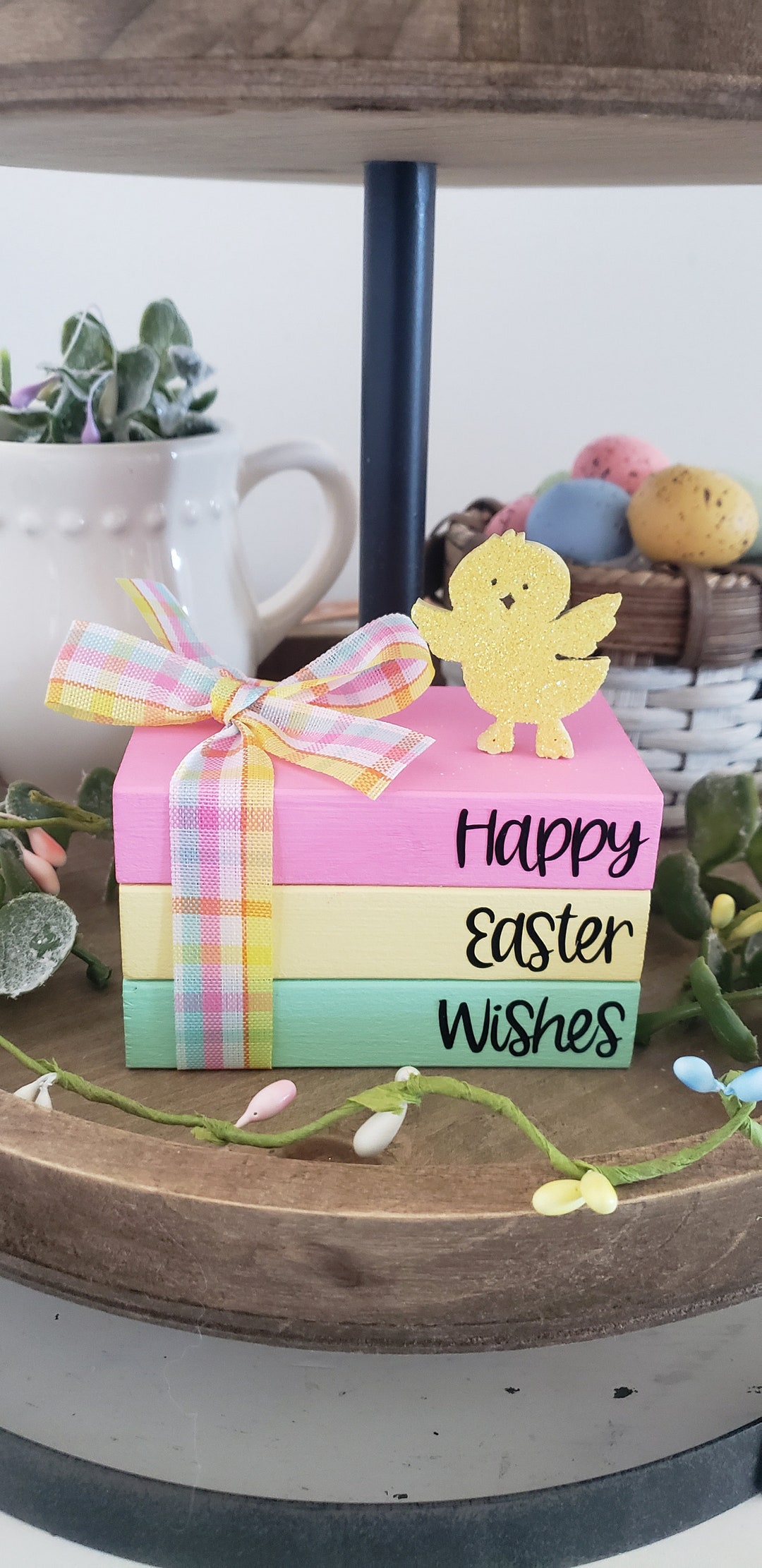 Easter Mini Book Stack/yellow Chick/ Peep/tiered Tray Decor/happy ...
