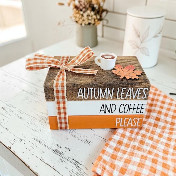 Fall Coffee Mini Book Stack/Tiered Tray Decor/Autumn Accent/Coffee Bar Decor/A BayCountry Original Design