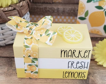 Lemon Mini Book Stack/Market Fresh Lemons/Farmhouse/Summer/Tiered Tray Decor/A BayCountry Original Design
