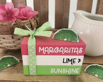 Margarita Mini Book Stack/Tiered Tray Decor/SummerTime /Limes/Margarita Bar/Party Accent/A BayCountry Original Design