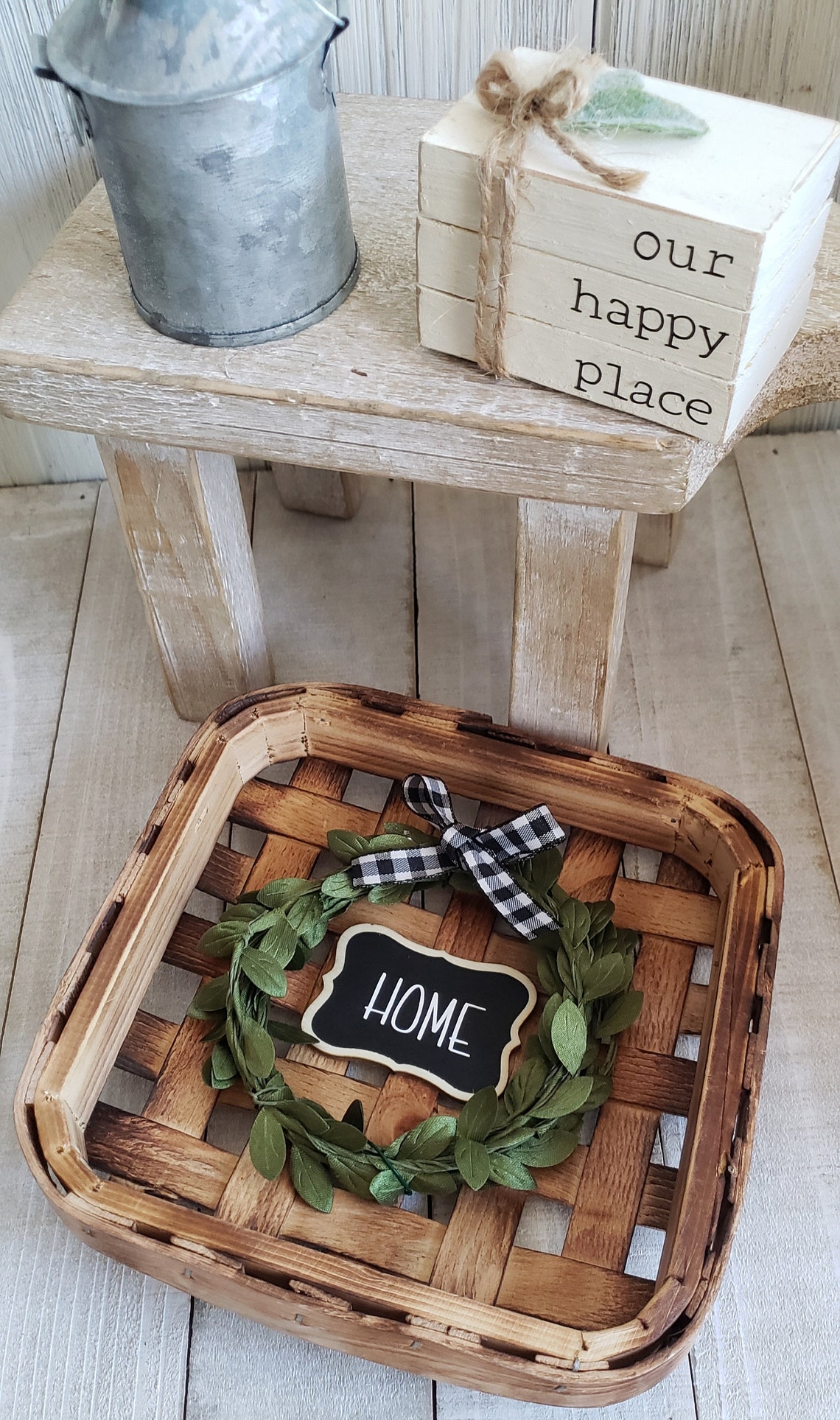 Mini Tobacco Basket Decor /Farmhouse/Rae Dunn/Buffalo check Etsy