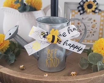 Mini Bee Themed Watering Can/Galvanized Metal/Tiered Tray Decor/Bee Kind/Summer Accent/Spring Decor/Farmhouse/ A BayCountry Original Design